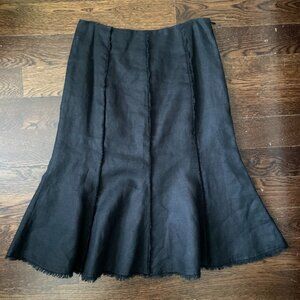 Ross Mayer Black 100% Linen A-line Trumpet Hem Skirt-Size 4
